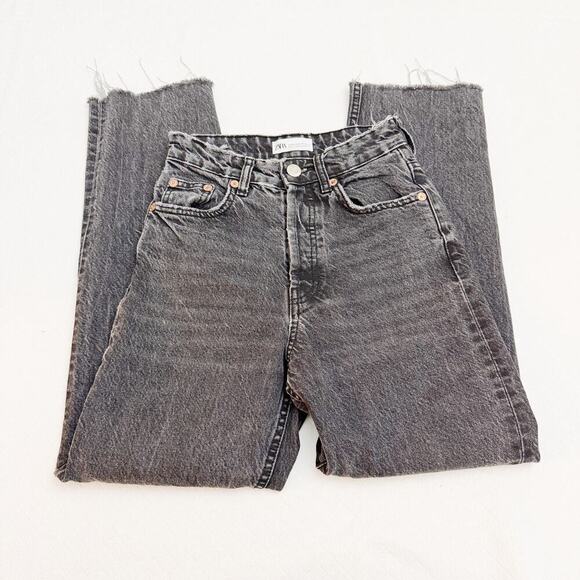 Zara Distressed Denim Vintage Black Jeans Size 0 - Picture 2 of 7
